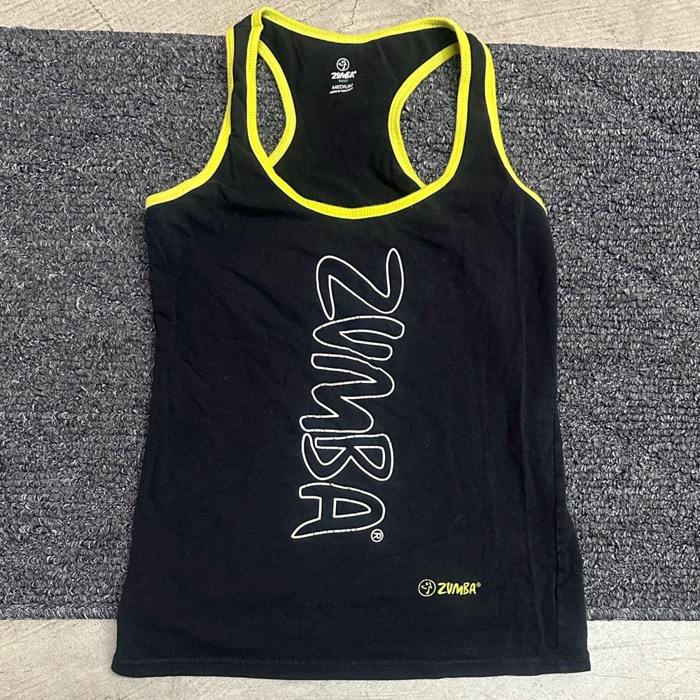 Zumba® Racerback Tank – Vertical Logo Edition (Black/Yellow)